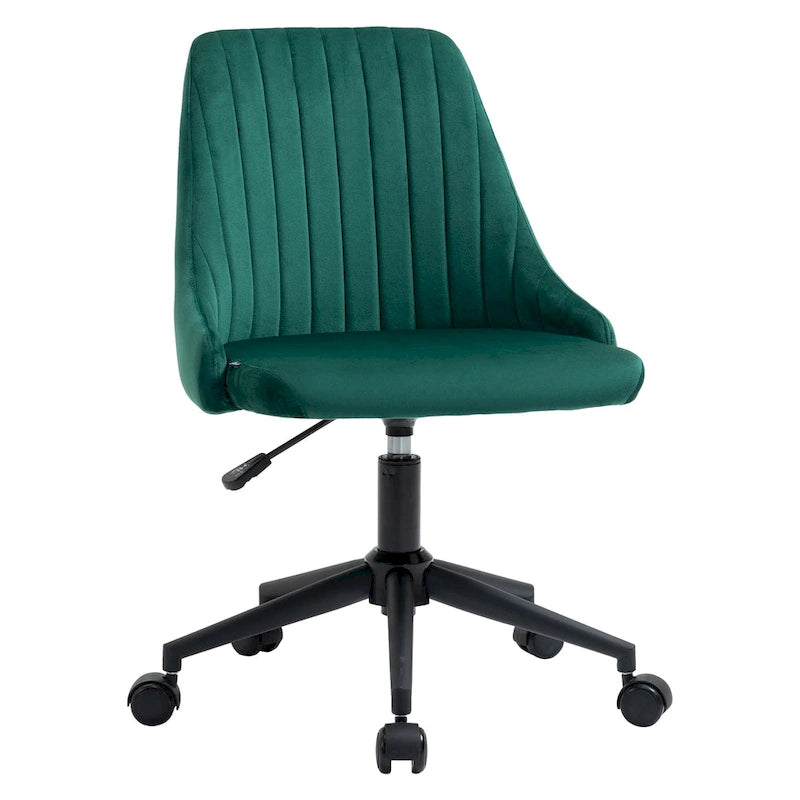 Vinsetto Mid-Back Office Chair, Velvet Fabric Swivel Scallop Shape Computer Desk Chair for Home Office or Bedroom