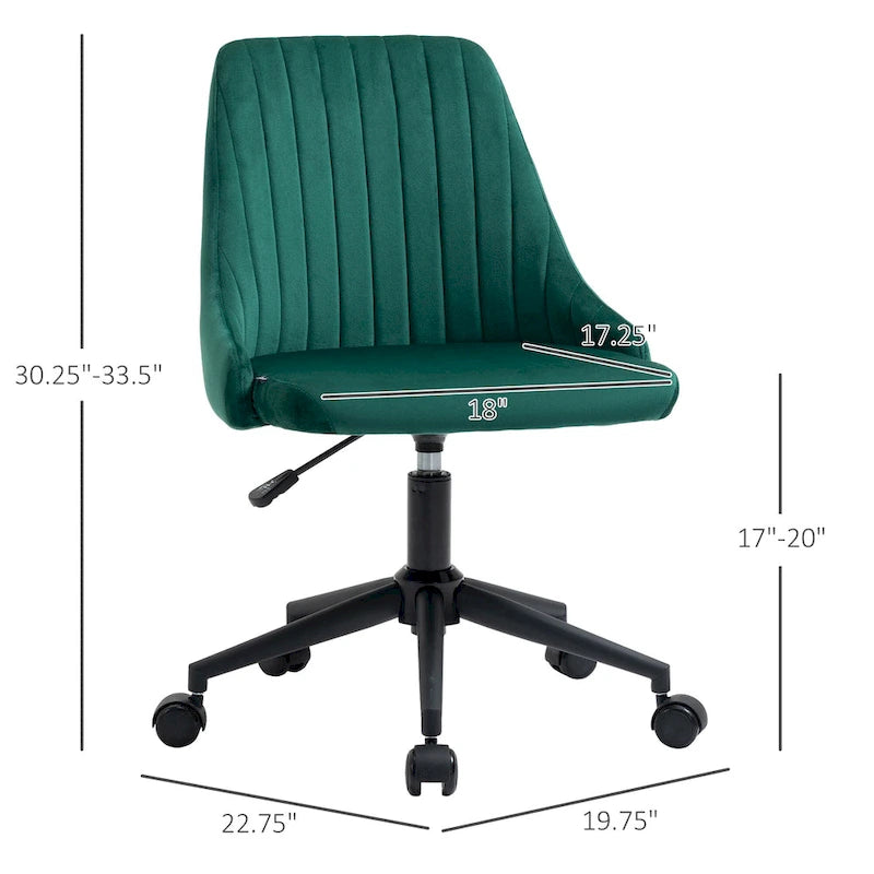 Vinsetto Mid-Back Office Chair, Velvet Fabric Swivel Scallop Shape Computer Desk Chair for Home Office or Bedroom