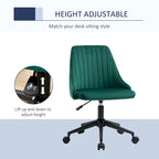 Vinsetto Mid-Back Office Chair, Velvet Fabric Swivel Scallop Shape Computer Desk Chair for Home Office or Bedroom