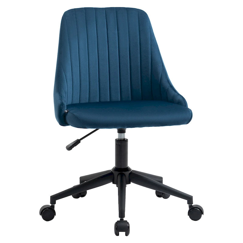 Vinsetto Mid-Back Office Chair, Velvet Fabric Swivel Scallop Shape Computer Desk Chair for Home Office or Bedroom