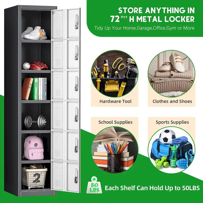 6 Doors Metal Locker Storage Cabinet for Home Office,School