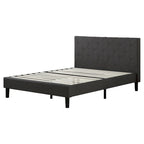Priage by ZINUS Dark Grey Upholstered Diamond Stitched Platform Bed