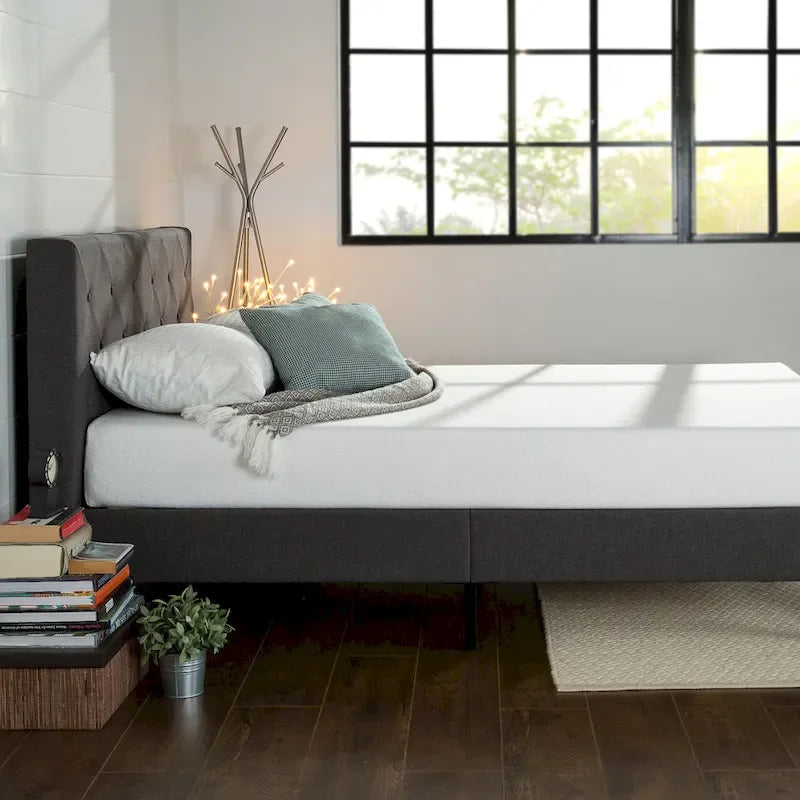 Priage by ZINUS Dark Grey Upholstered Diamond Stitched Platform Bed