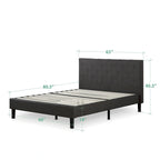 Priage by ZINUS Dark Grey Upholstered Diamond Stitched Platform Bed