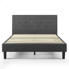 Priage by ZINUS Dark Grey Upholstered Diamond Stitched Platform Bed