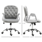 Vinsetto Vanity Middle Back Office Chair Tufted Backrest Swivel Rolling Wheels Task Chair with Height Adjustable Armrests