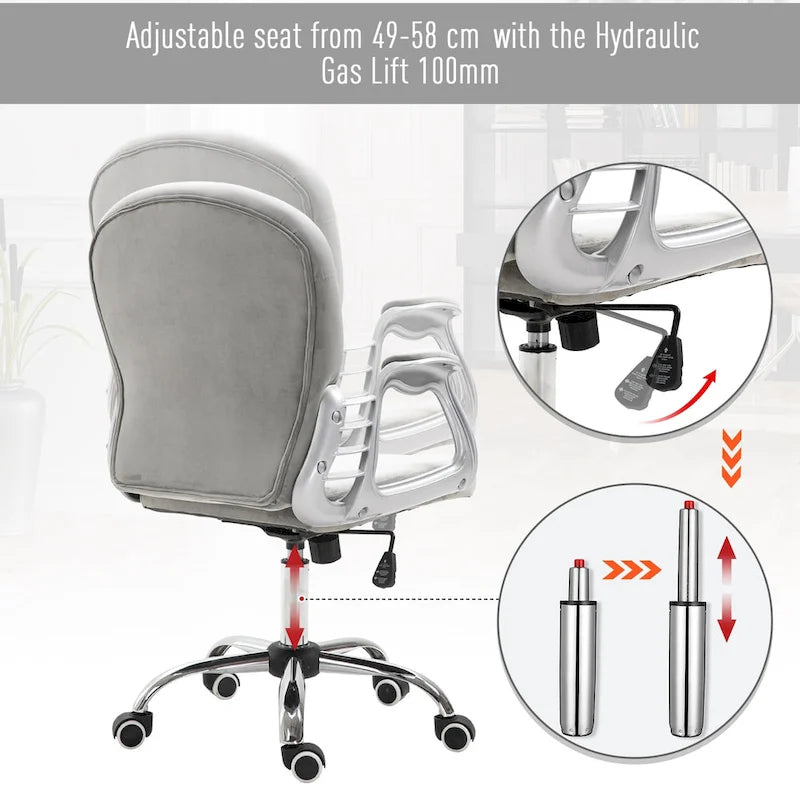 Vinsetto Vanity Middle Back Office Chair Tufted Backrest Swivel Rolling Wheels Task Chair with Height Adjustable Armrests