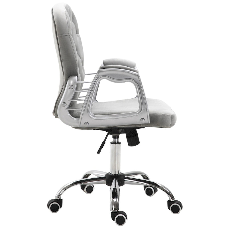 Vinsetto Vanity Middle Back Office Chair Tufted Backrest Swivel Rolling Wheels Task Chair with Height Adjustable Armrests