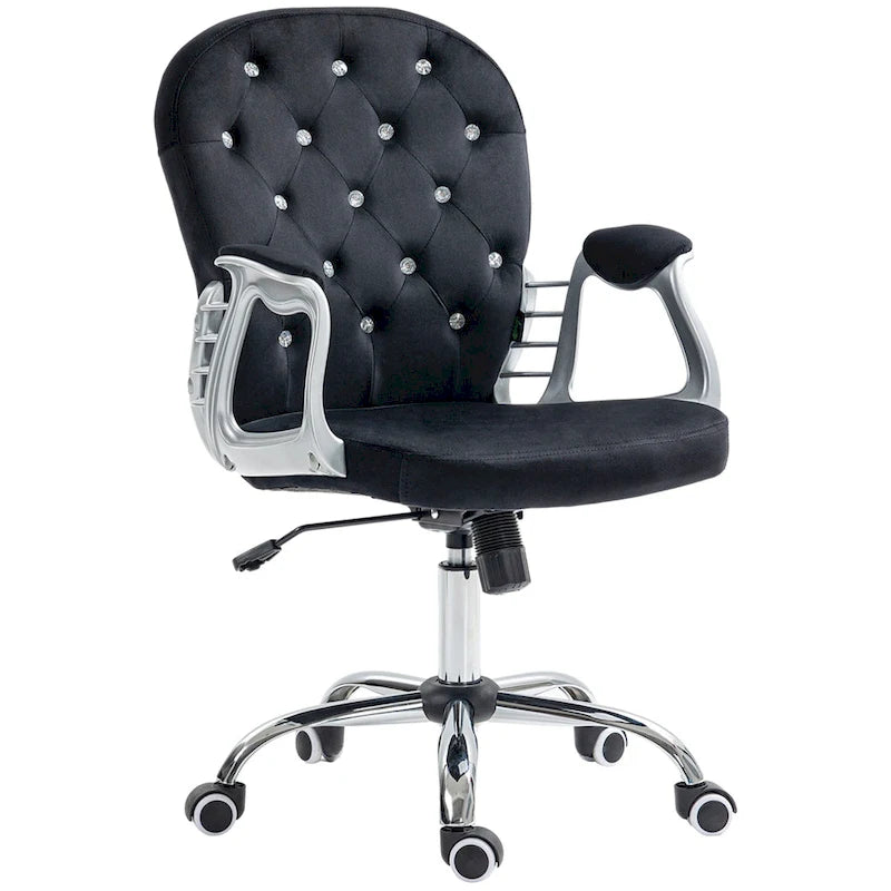 Vinsetto Vanity Middle Back Office Chair Tufted Backrest Swivel Rolling Wheels Task Chair with Height Adjustable Armrests