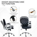 Vinsetto Vanity Middle Back Office Chair Tufted Backrest Swivel Rolling Wheels Task Chair with Height Adjustable Armrests