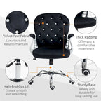 Vinsetto Vanity Middle Back Office Chair Tufted Backrest Swivel Rolling Wheels Task Chair with Height Adjustable Armrests