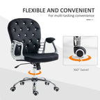 Vinsetto Vanity Middle Back Office Chair Tufted Backrest Swivel Rolling Wheels Task Chair with Height Adjustable Armrests
