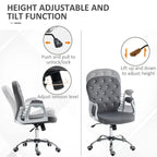 Vinsetto Vanity Middle Back Office Chair Tufted Backrest Swivel Rolling Wheels Task Chair with Height Adjustable Armrests