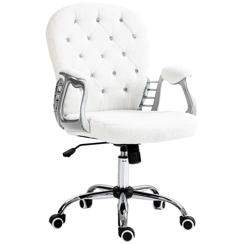 Vinsetto Vanity Middle Back Office Chair Tufted Backrest Swivel Rolling Wheels Task Chair with Height Adjustable Armrests