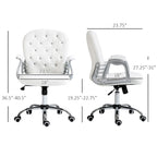 Vinsetto Vanity Middle Back Office Chair Tufted Backrest Swivel Rolling Wheels Task Chair with Height Adjustable Armrests