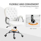 Vinsetto Vanity Middle Back Office Chair Tufted Backrest Swivel Rolling Wheels Task Chair with Height Adjustable Armrests