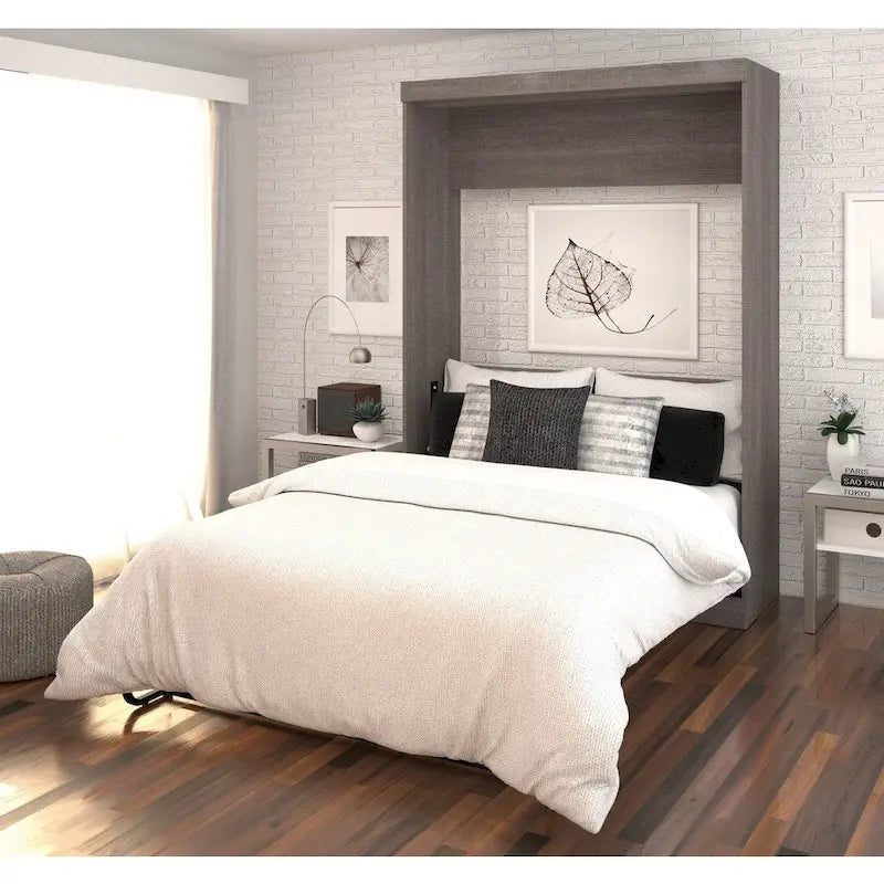 Bestar Nebula Full Murphy Bed with Storage, Wall Bed for Guest Room