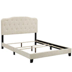 Dayton King Size Beige Fabric Platform Bed with Button Tufted Headboard
