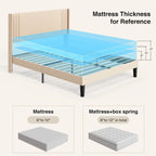 Queen/ Full Vertical Channels Upholstered Bed with Wingback Headboard