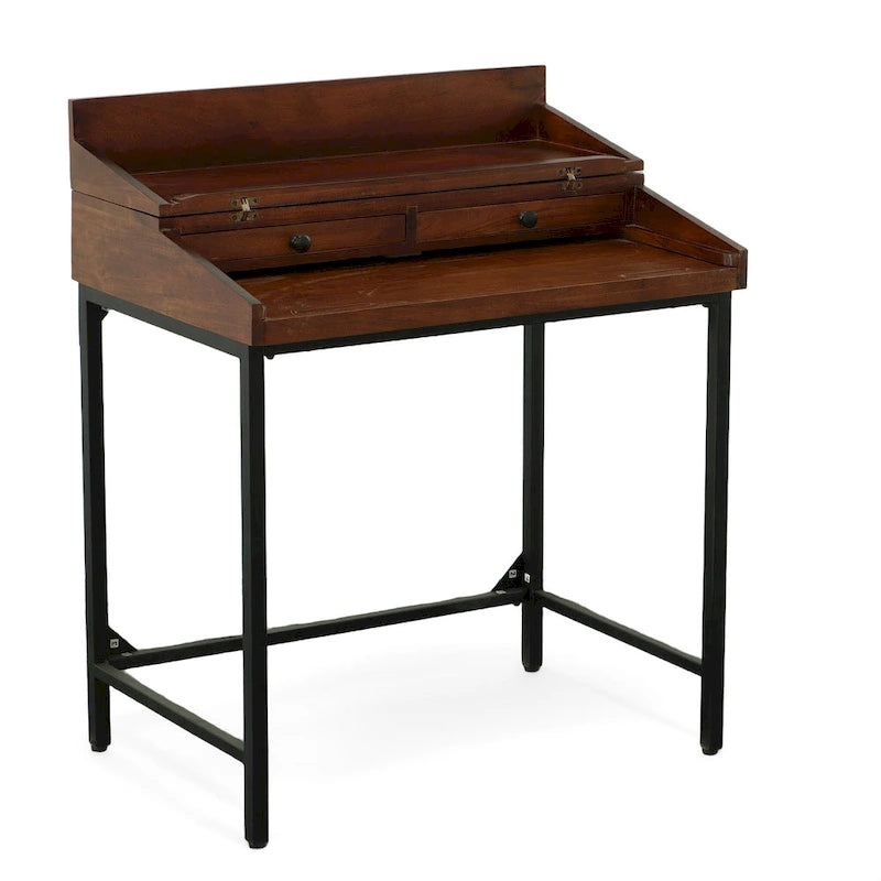 Carolina Living Raleigh Rustic Top Writing Desk - Chestnut/Black