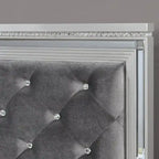 Seleena Glam Silver Wood 5-Piece Tufted Panel Bedroom Set with USB Port by Furniture of America