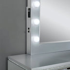 Seleena Glam Silver Wood 5-Piece Tufted Panel Bedroom Set with USB Port by Furniture of America