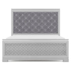 Seleena Glam Silver Wood 5-Piece Tufted Panel Bedroom Set with USB Port by Furniture of America