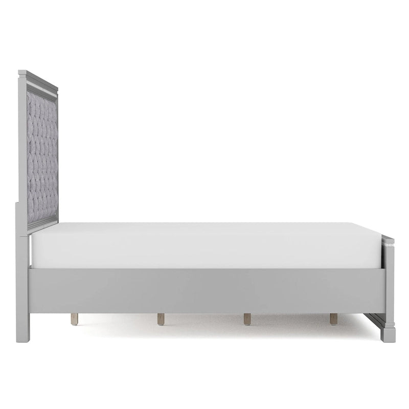 Seleena Glam Silver Wood 5-Piece Tufted Panel Bedroom Set with USB Port by Furniture of America