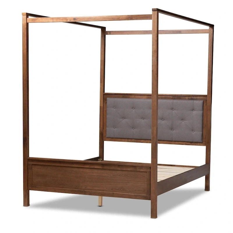 Carbon Loft Osoba Modern and Contemporary Platform Canopy Bed-Grey/Walnut Brown