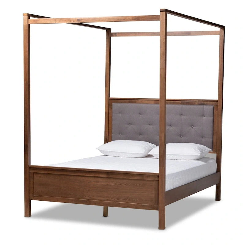 Carbon Loft Osoba Modern and Contemporary Platform Canopy Bed-Grey/Walnut Brown