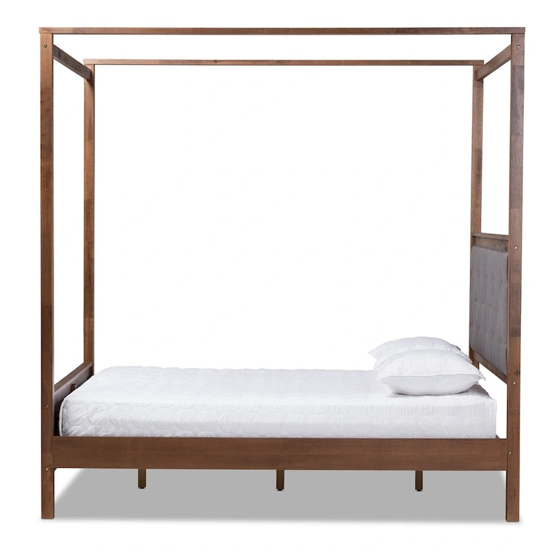 Carbon Loft Osoba Modern and Contemporary Platform Canopy Bed-Grey/Walnut Brown