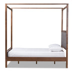 Carbon Loft Osoba Modern and Contemporary Platform Canopy Bed-Grey/Walnut Brown