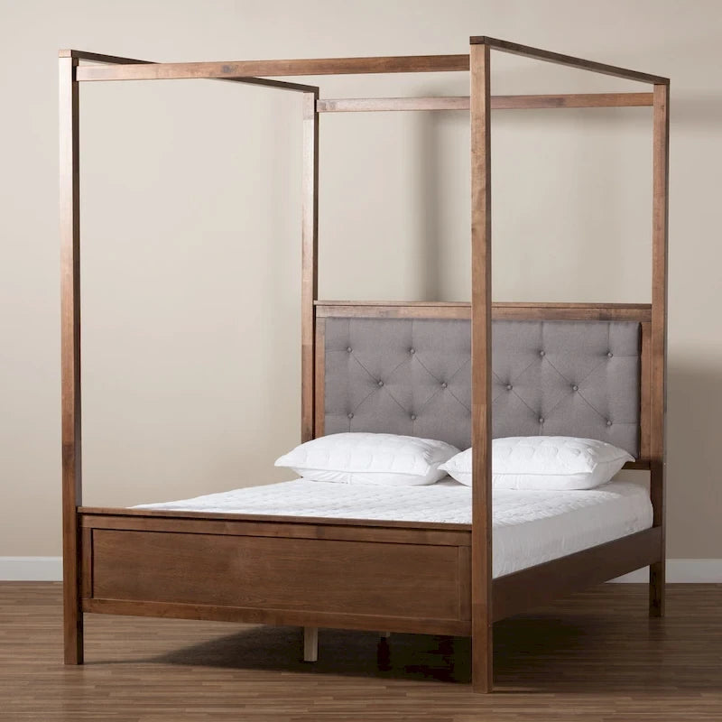 Carbon Loft Osoba Modern and Contemporary Platform Canopy Bed-Grey/Walnut Brown