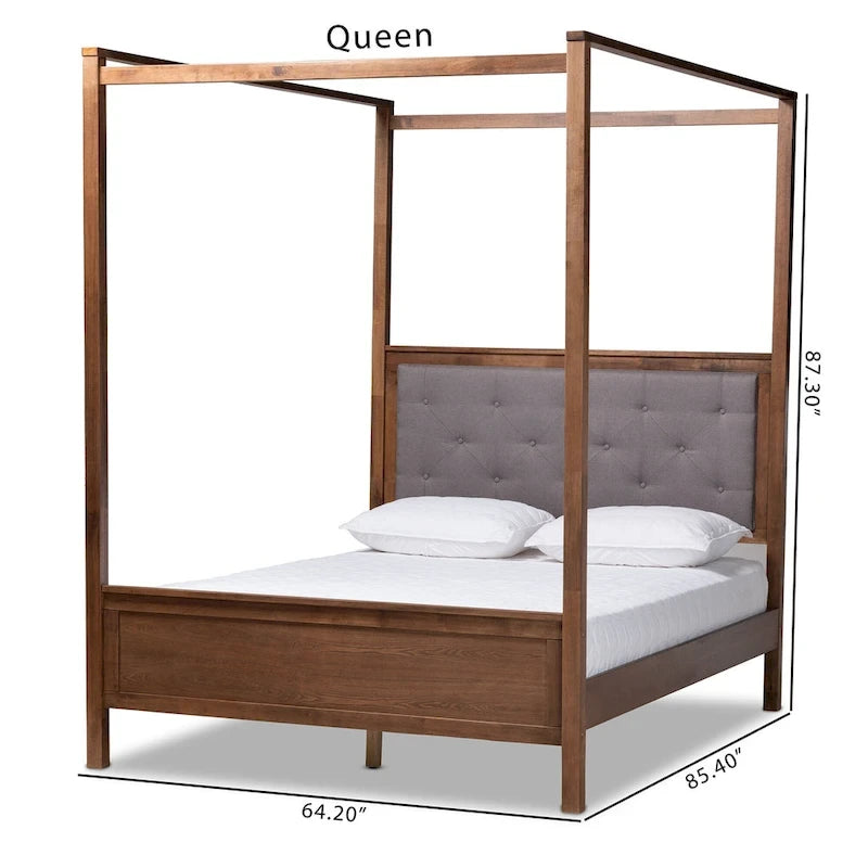 Carbon Loft Osoba Modern and Contemporary Platform Canopy Bed-Grey/Walnut Brown