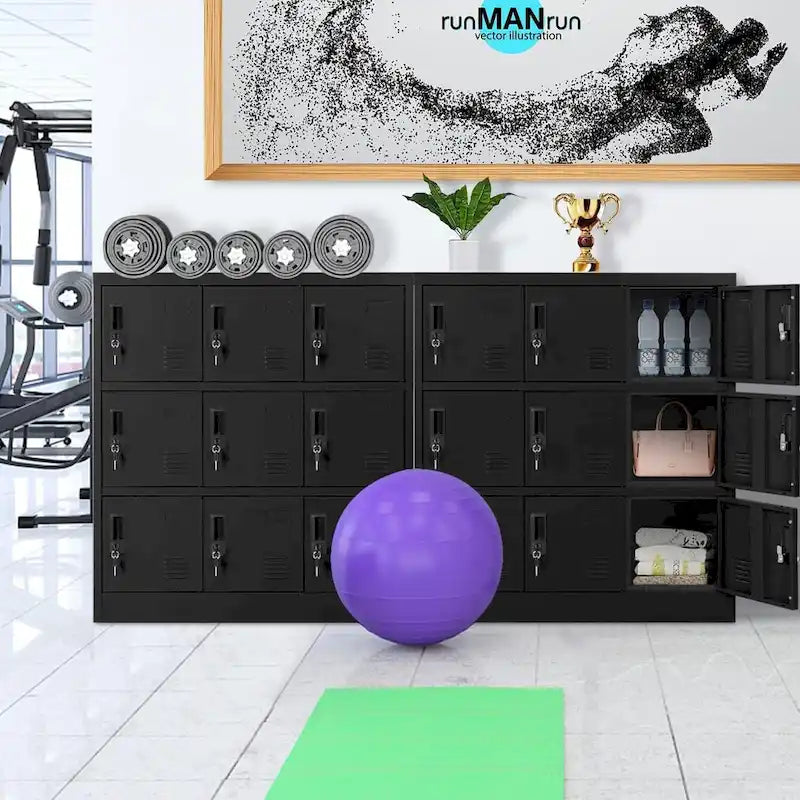 9 Doors Metal Lockers Storage Cabinet for School Office Gym