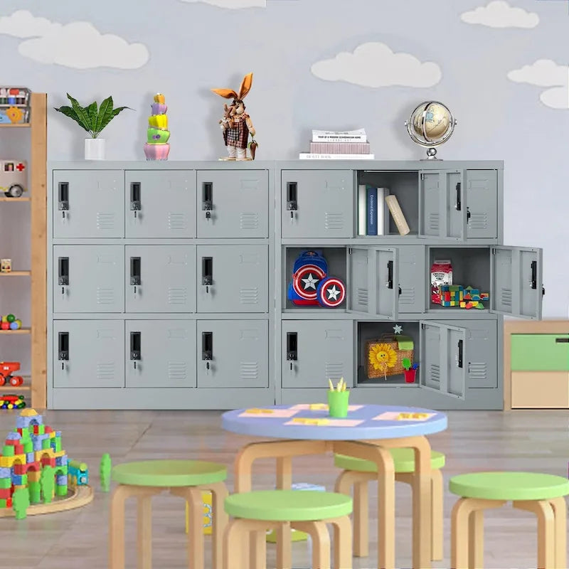 9 Doors Metal Lockers Storage Cabinet for School Office Gym