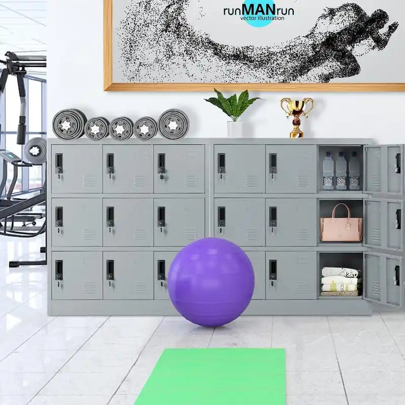 9 Doors Metal Lockers Storage Cabinet for School Office Gym