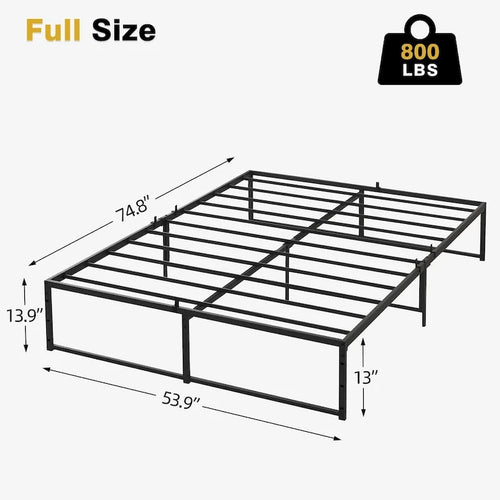 14 inch Metal Bed Platform Frame with 3 in 1 Steel Support