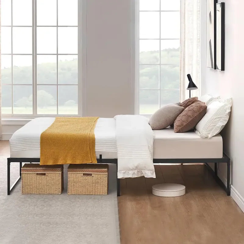 14 inch Metal Bed Platform Frame with 3 in 1 Steel Support
