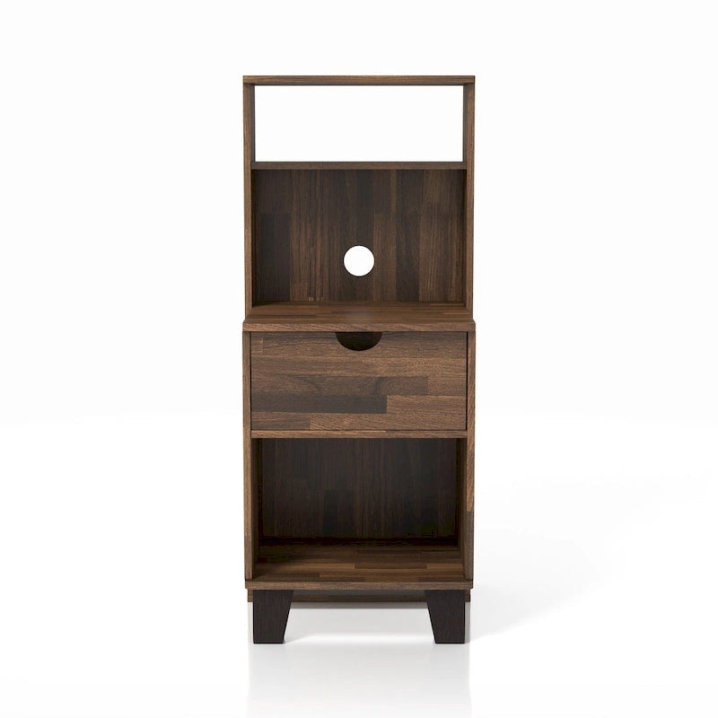 DH BASIC Transitional Compact 3-Shelf Single-Drawer Nightstand by Denhour