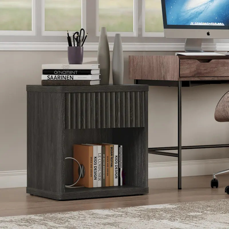 SICOTAS Set of 2 Nightstand with 1 Drawer and Open Storage