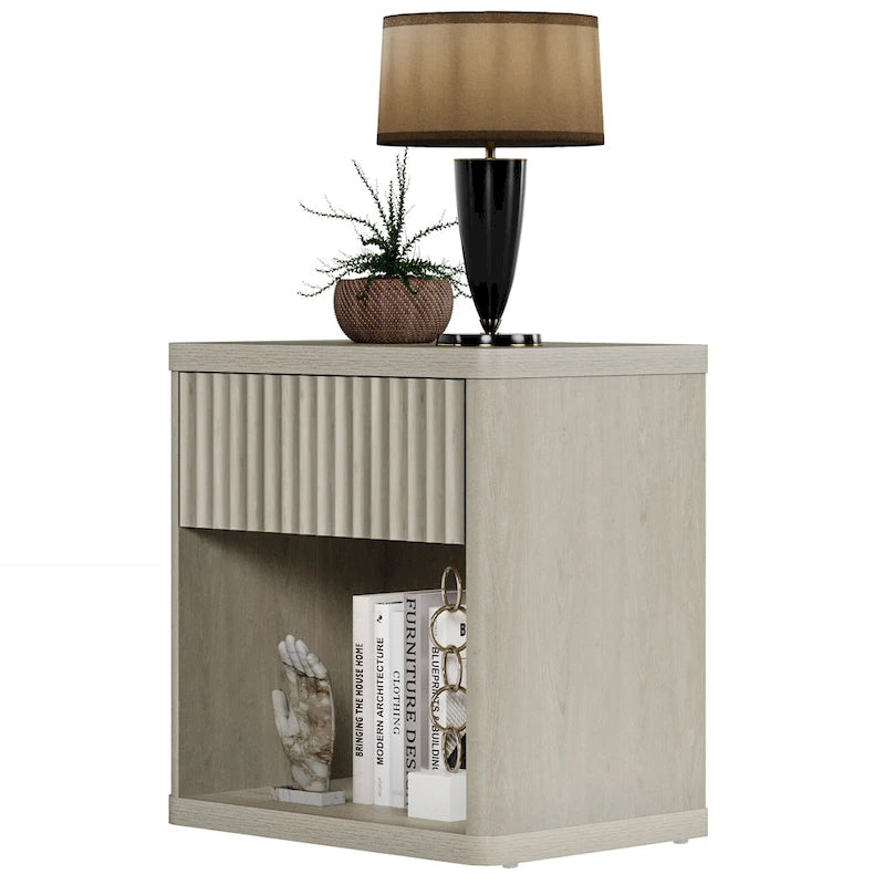 SICOTAS Set of 2 Nightstand with 1 Drawer and Open Storage