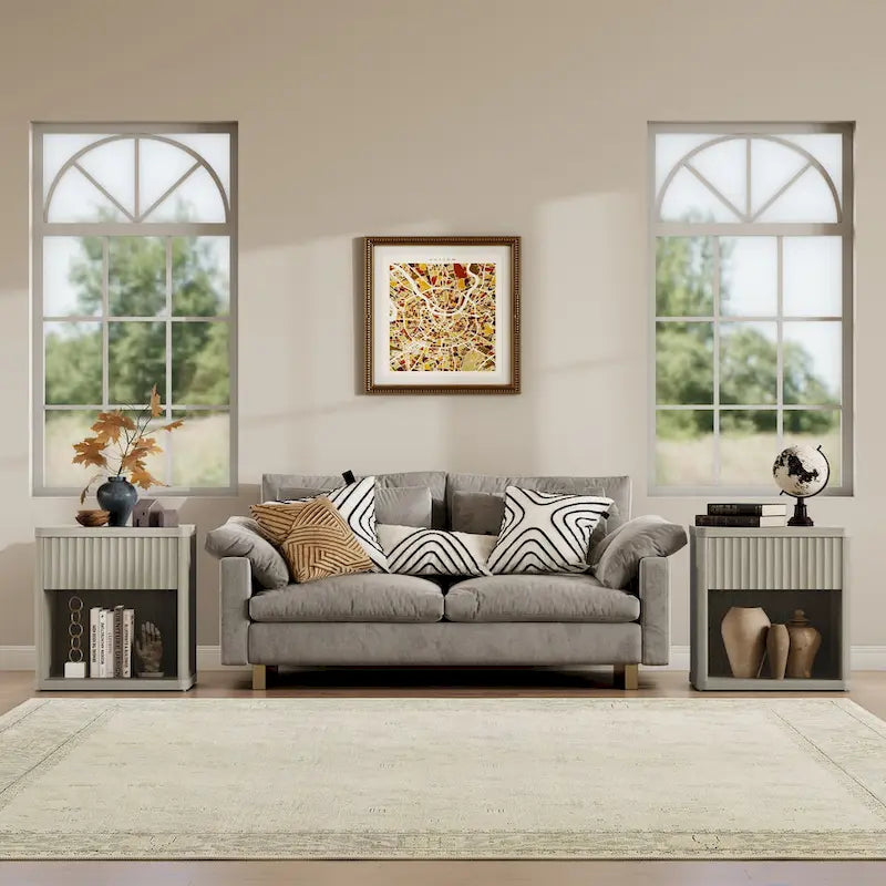 SICOTAS Set of 2 Nightstand with 1 Drawer and Open Storage