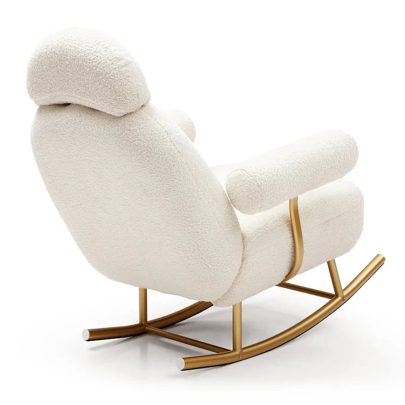 Modern Sherpa Fabric Nursery Rocking Chair