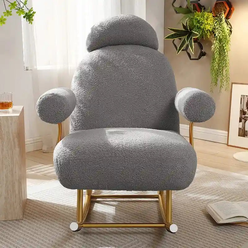 Modern Sherpa Fabric Nursery Rocking Chair