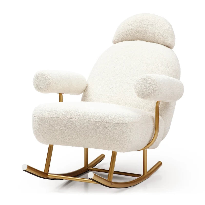 Modern Sherpa Fabric Nursery Rocking Chair