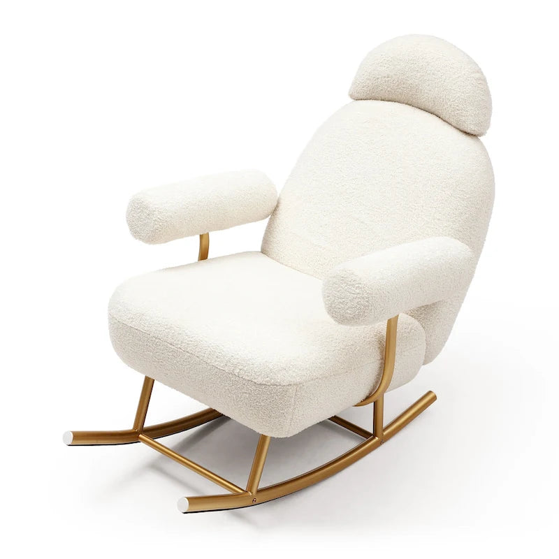 Modern Sherpa Fabric Nursery Rocking Chair