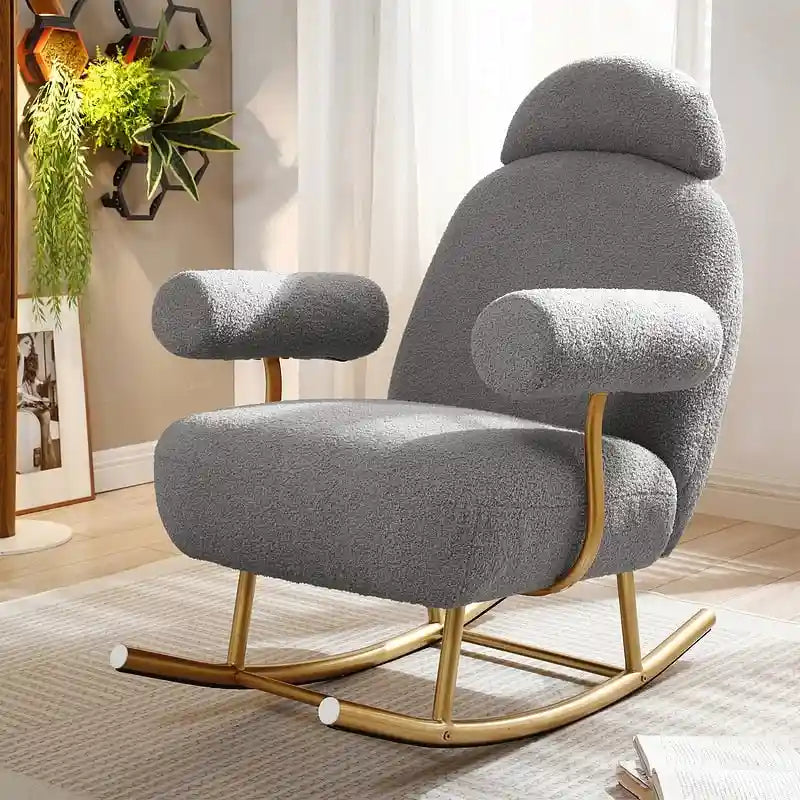 Modern Sherpa Fabric Nursery Rocking Chair