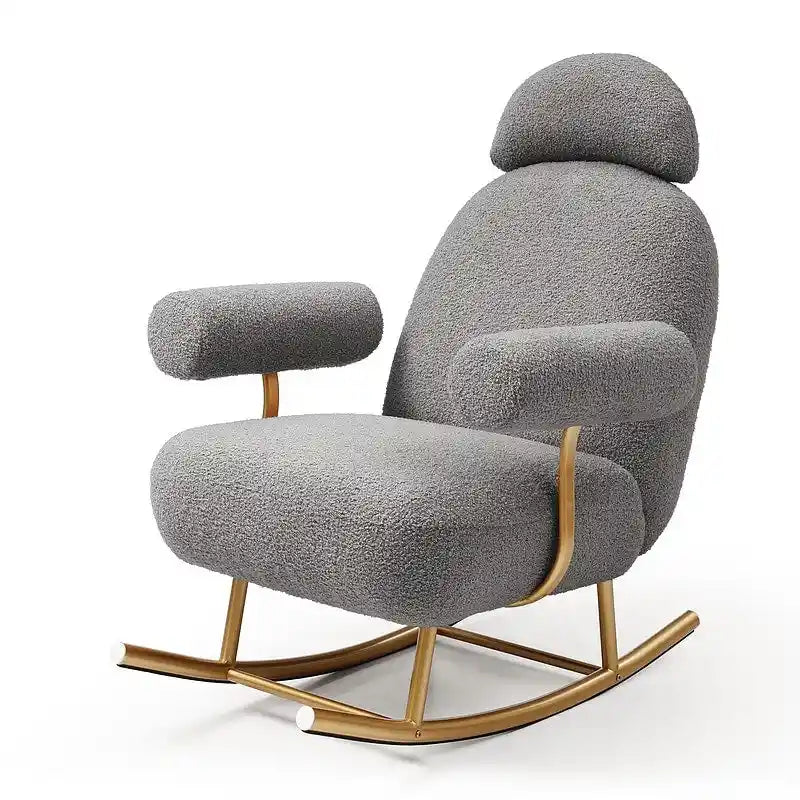 Modern Sherpa Fabric Nursery Rocking Chair