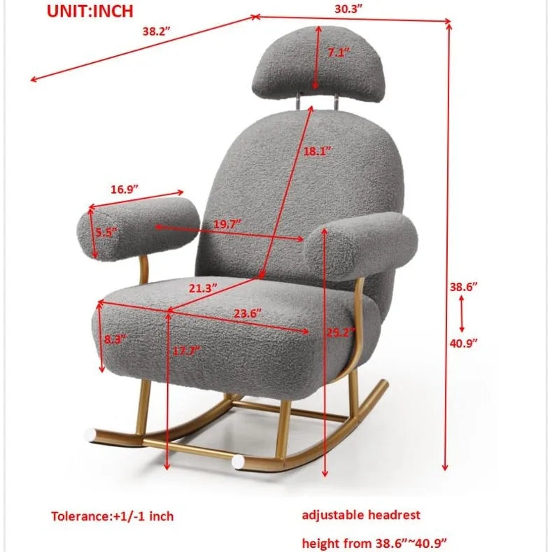 Modern Sherpa Fabric Nursery Rocking Chair